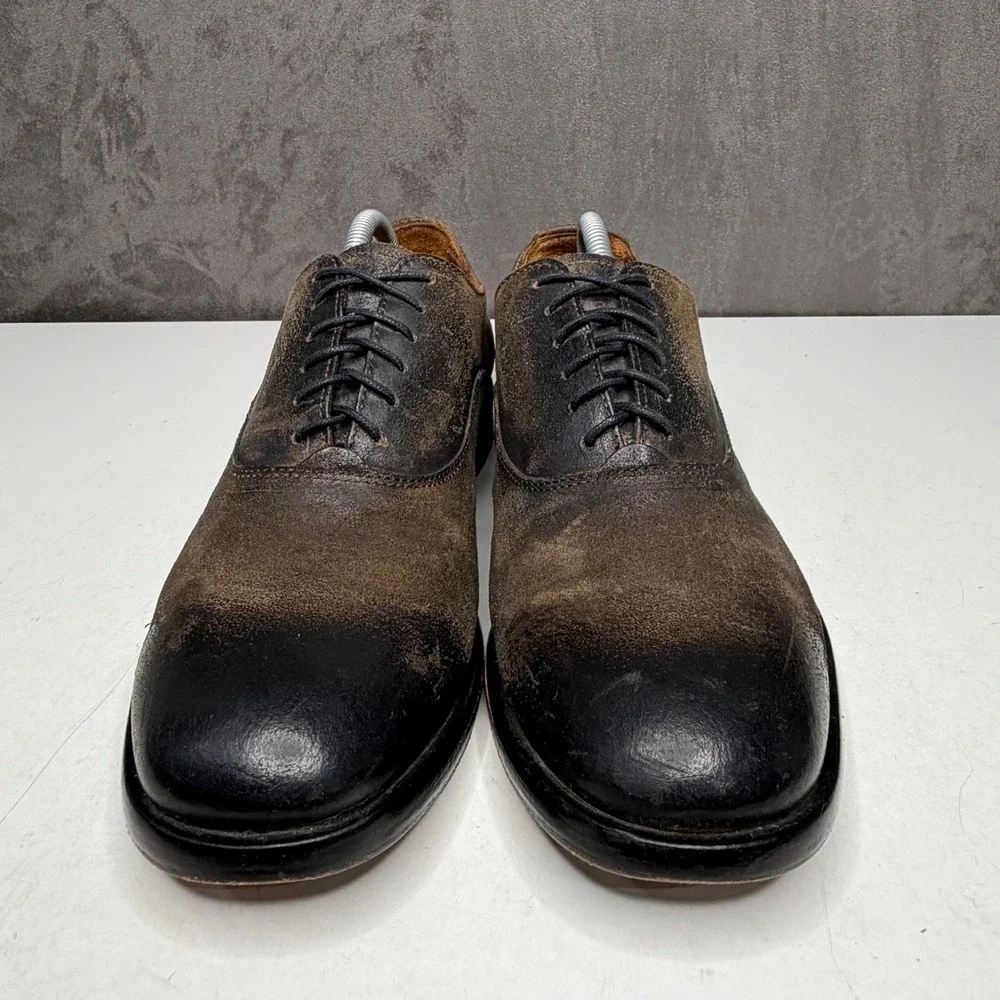Barneys New York Oxford Shoes Men 9M Brown Distressed Suede Made‎ in Italy